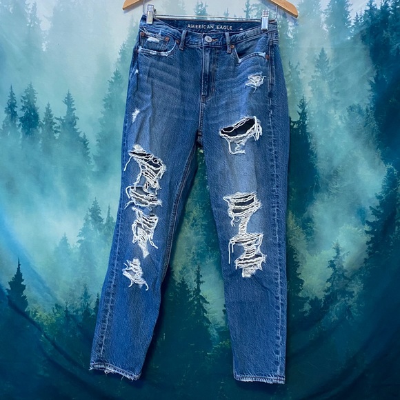 American Eagle Mid Wash Distressed 